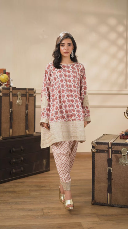Ajrakh Kalidar kurta and pants-(9761)
