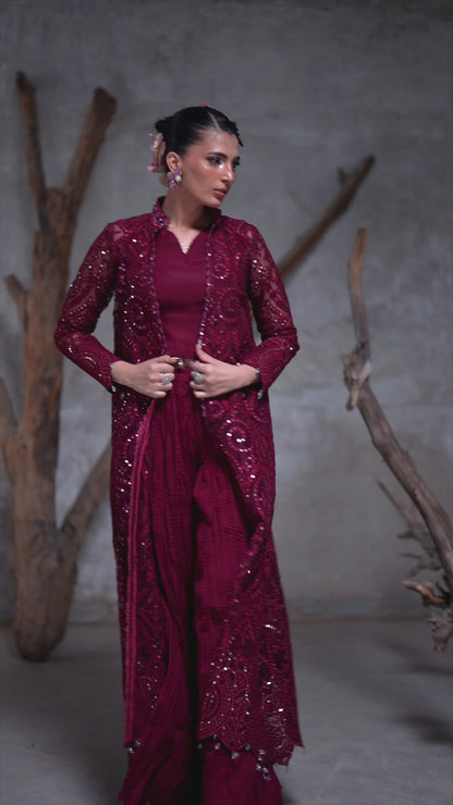 Organza jacket with crushed Pallazos- (9515.4)