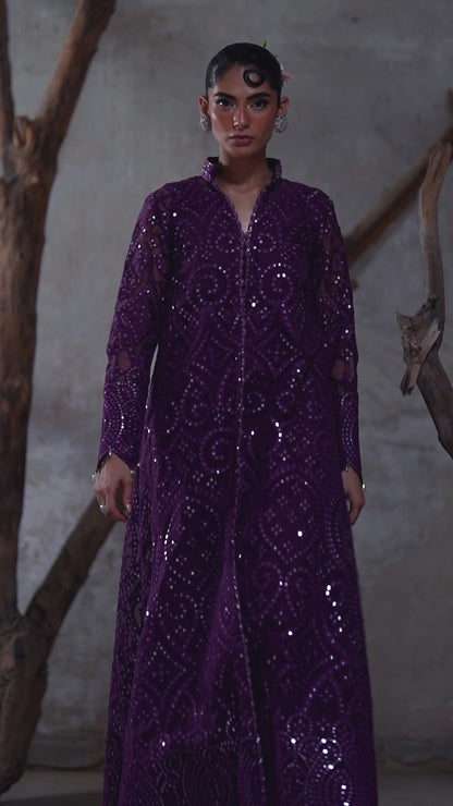 Organza jacket with crushed Pallazos- (9515.3)