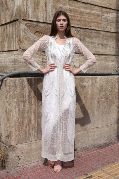 Off-White Net Jacket with Gown