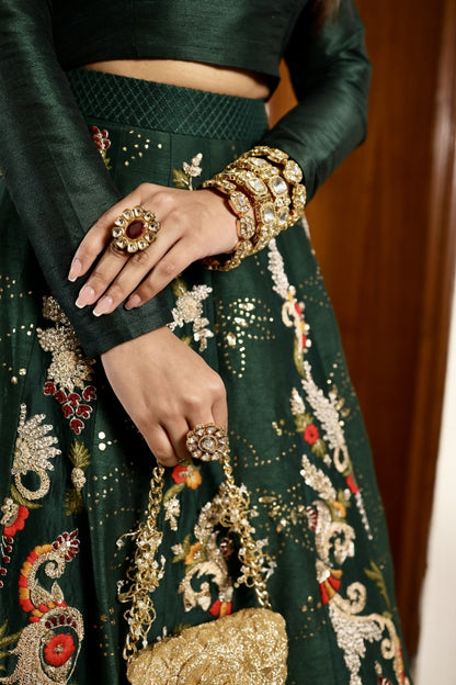 A Green Ghagra Choli (RV8227)