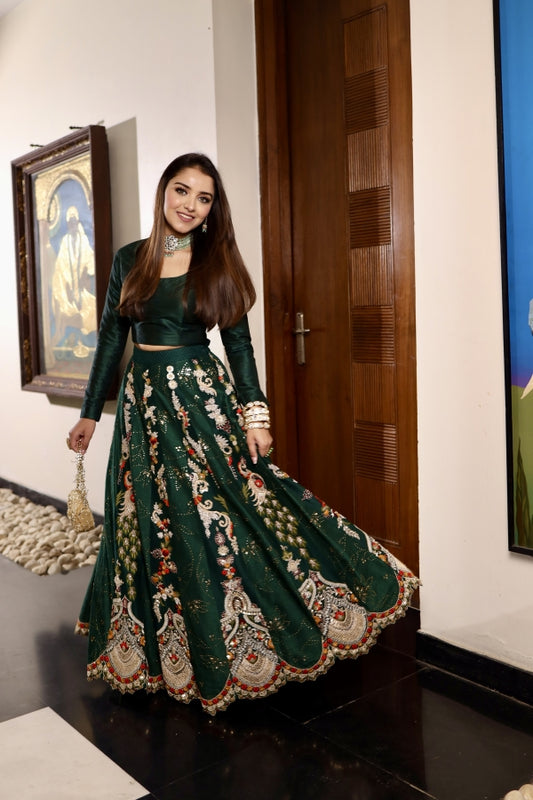 A Green Ghagra Choli (RV8227)