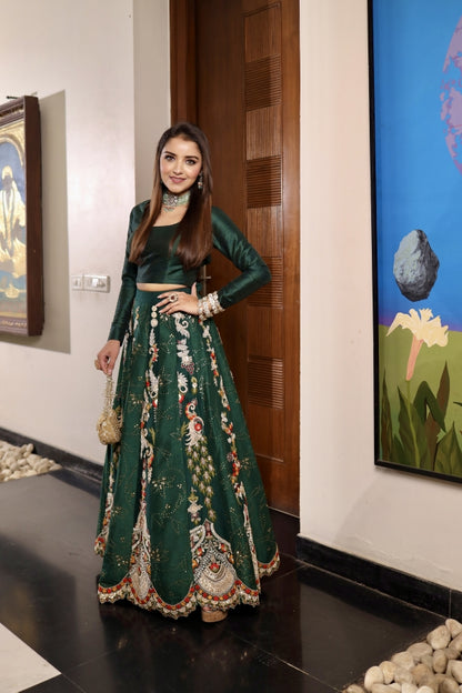 A Green Ghagra Choli (RV8227)