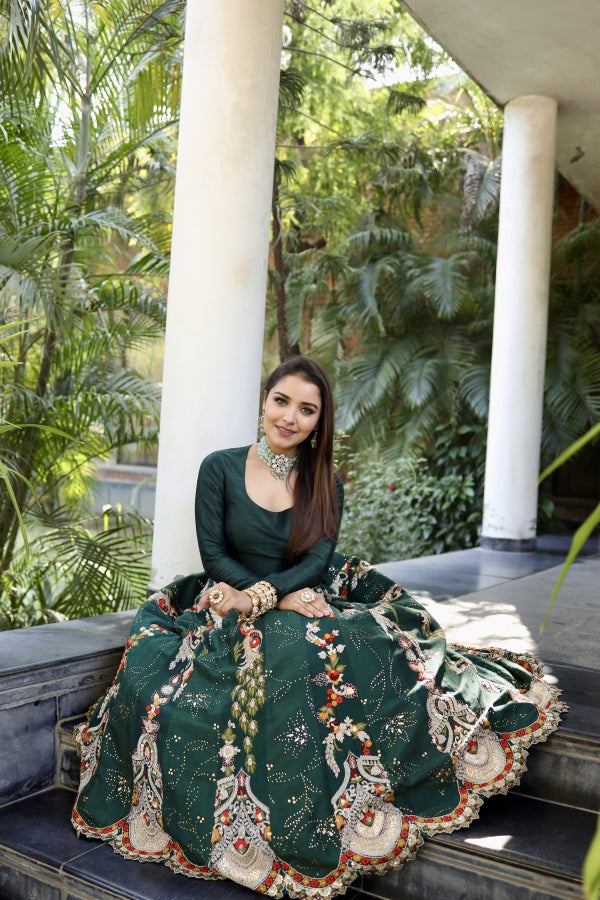 A Green Ghagra Choli (RV8227)