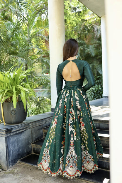 A Green Ghagra Choli (RV8227)