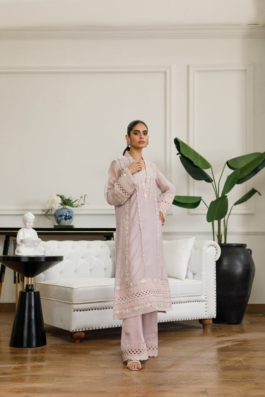 Lilac Shade Cotton Net Tunic