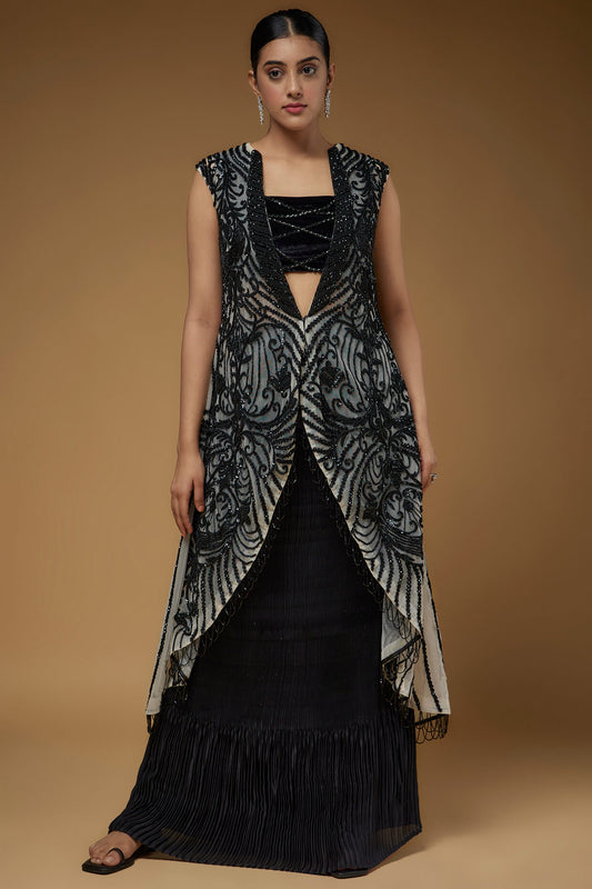 A Jacket and Crushed Skirt Set- (FAB - 10)