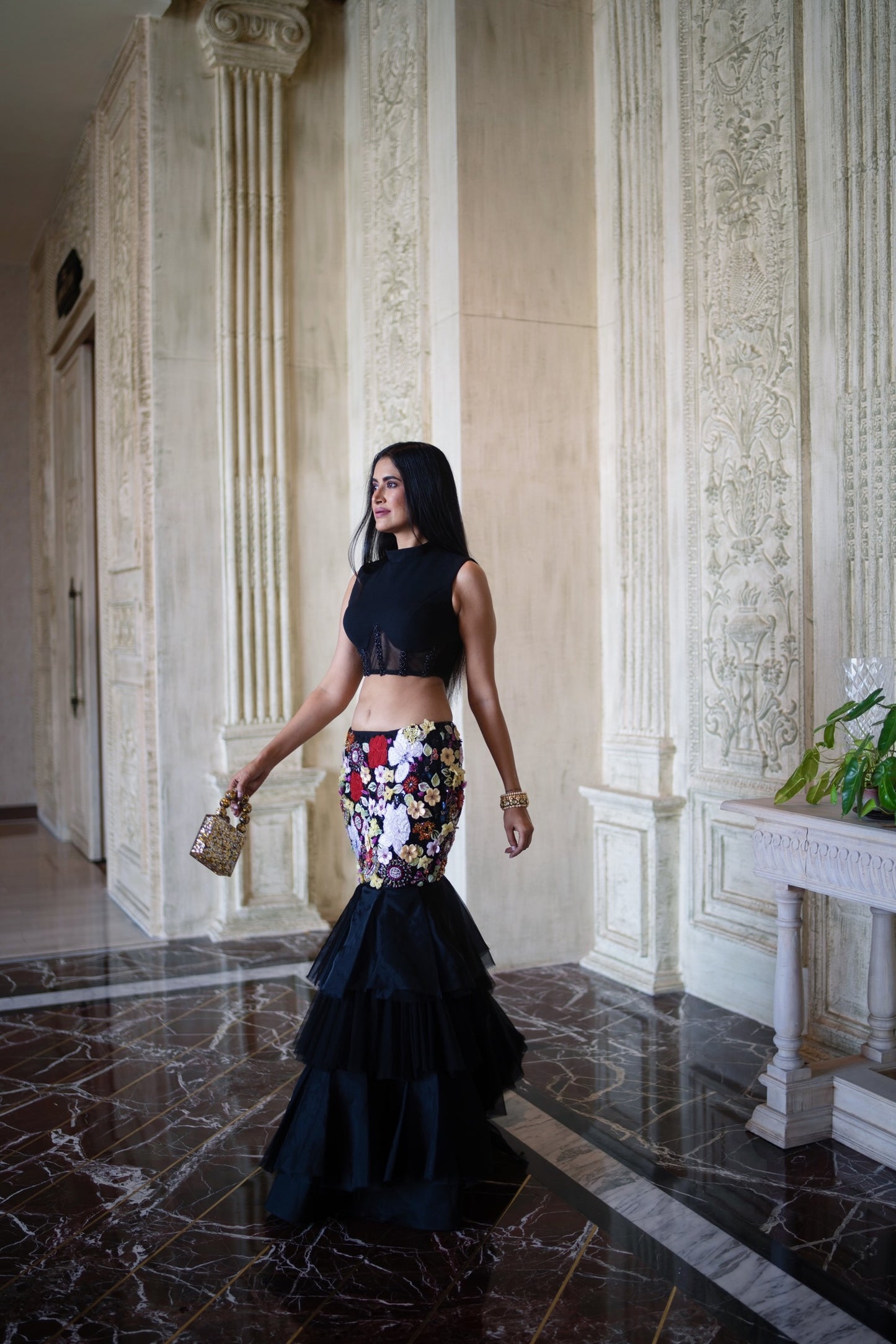 Mermaid cut ghagra & crop top (RV927)