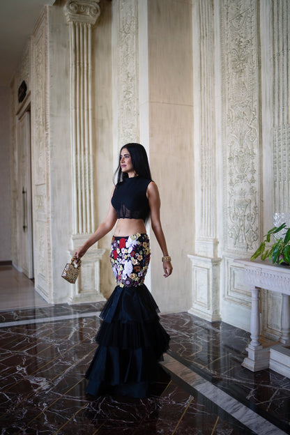 Mermaid cut ghagra & crop top (RV927)