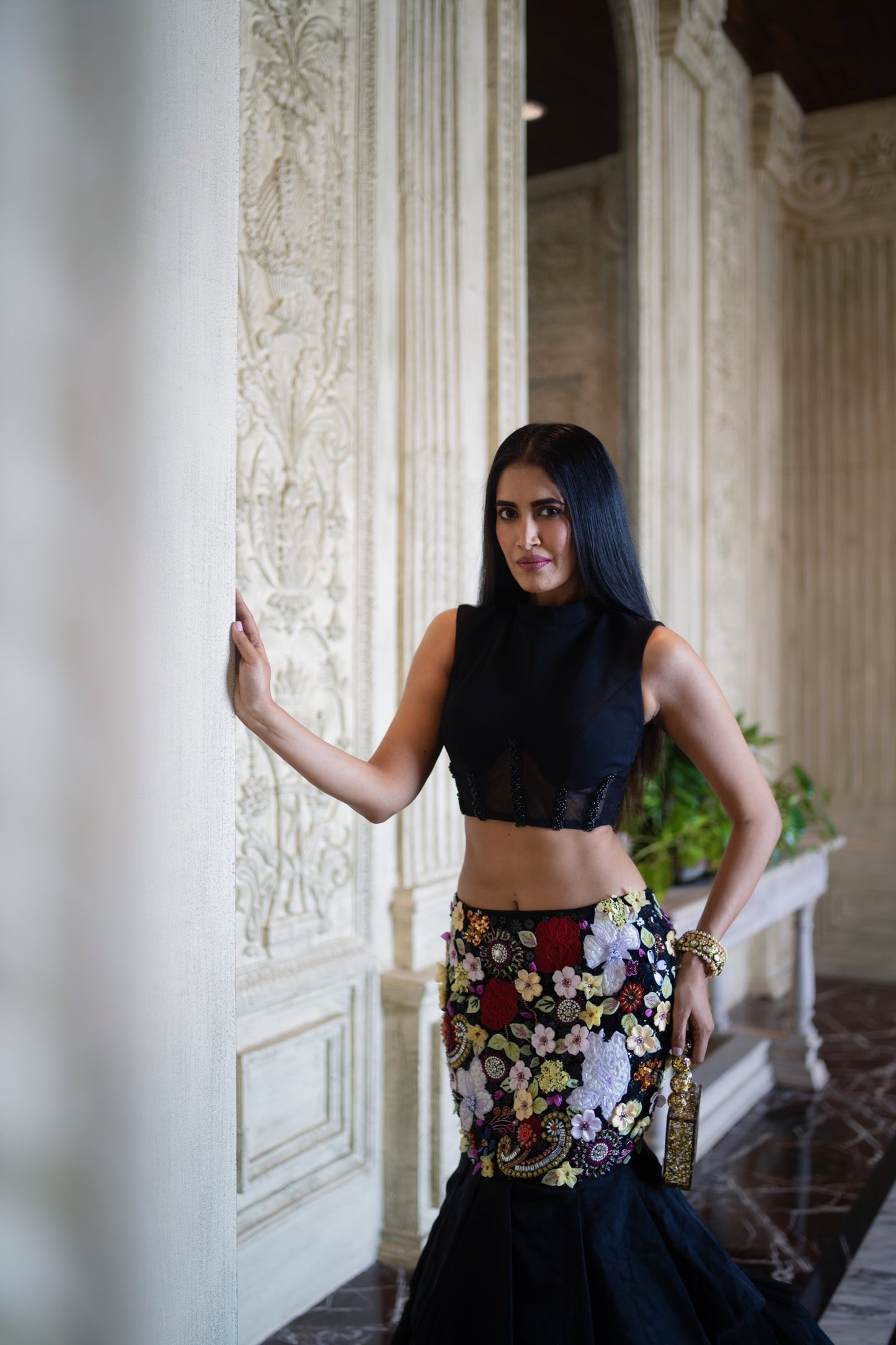 Mermaid cut ghagra & crop top (RV927)