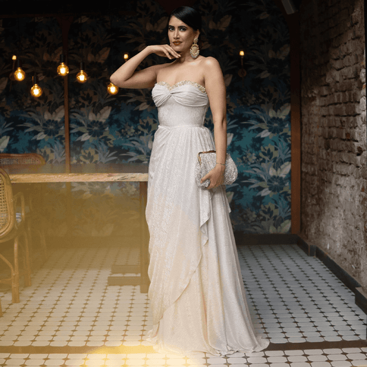 Embroidered Shimmer Lycra Gown (OAB-07)