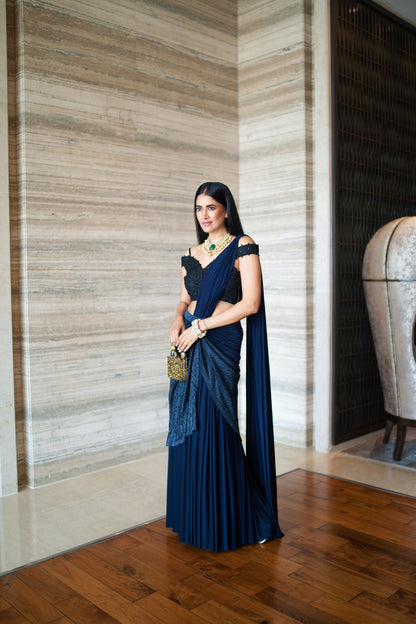 Navi Blue Draped Sari