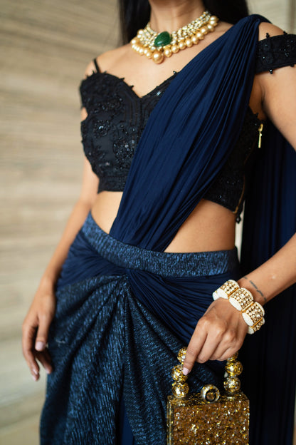 Navi Blue Draped Sari
